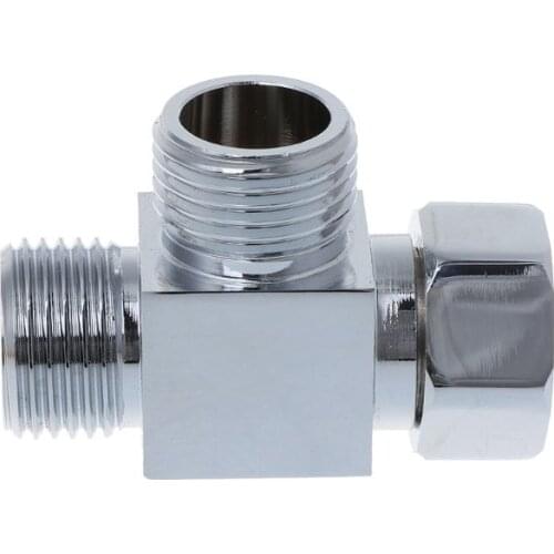 1/2\" Brass Chrome 3 Way Diverter Hose Fitting Tee T Shape Adapter Bath Connector