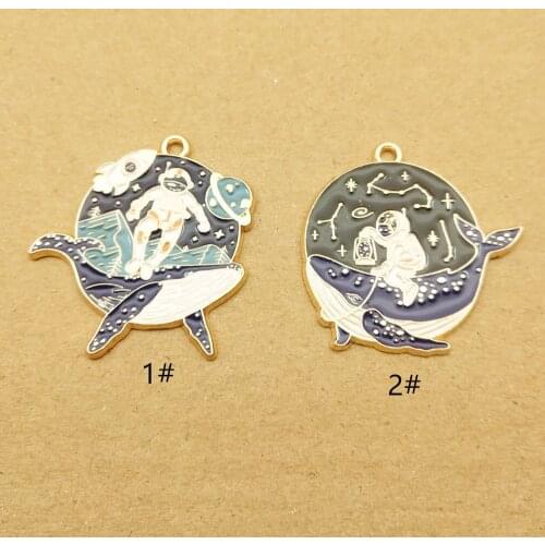 10pcs enamel charm shark spaceman for jewelry making cute earring pendant bracelet necklace charms diy design charms