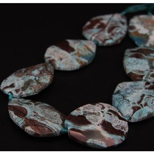 15.5"/strand Natural Blue Ocean Stone Faceted Slab Nugget Loose Beads,Raw Ocean Agates Gems Slice Pendant Beads Jewelry Making