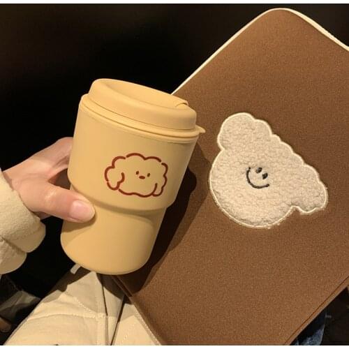 350ml Portable Water Cup Cute Clouds Puppy Curly Yellow Coffee Cup Food PP Travel Handy Cup