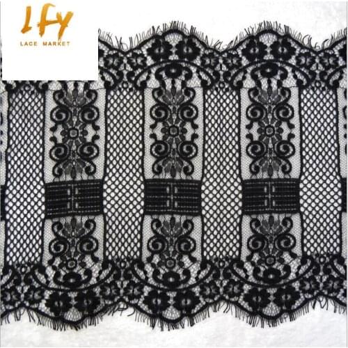 54cm x 300 cm latest black DIY sewing garment accessory lace fabric home decoration material exquiste gorgeous lace trim