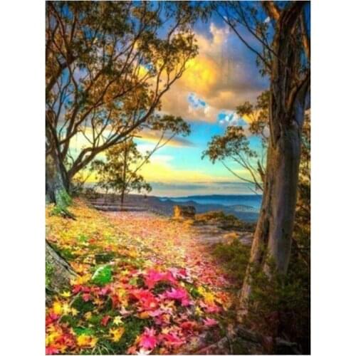 5d Scenery Sunset Diamond Embroidery Painting Tree Mosaic Rhinestone Stickers Wall Decor New Arrival Puzzle Picture Diamond Dots