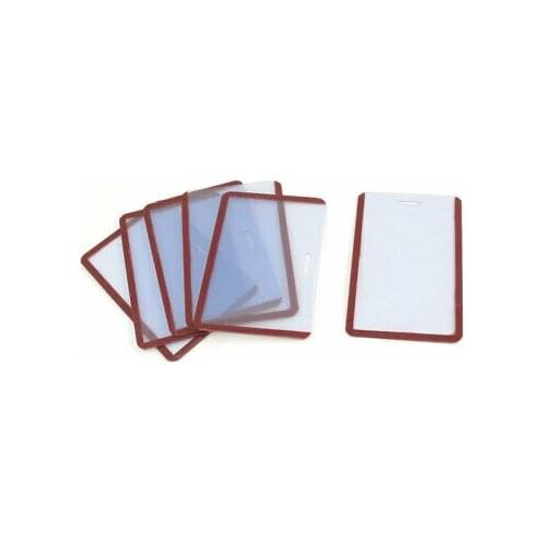 6 Pcs Clear Red Rim Soft Plastic Vertical B8 ID Card Guard Badge Holders
