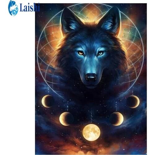 5D DIY Full Round Drill Abstract moon dog Diamond Painting Cross Stitch Kit Embroidery Craft Rhinestones Mosaic Art Wall Sticker