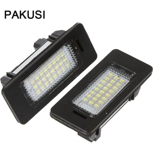 PAKUSI 1Pair Car LED License Plate Lights For BMW E39 E60 M5 E90 E70 X5 E71 E72 X6 E82 E88 E92 E93 accessories White SMD Lamp