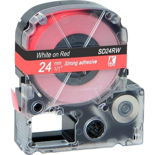 24mm White on Red SD24RW LC-6RWP adhesive ribbon label tape for kingjim/epson label maker LW300 LW400 LW-600P