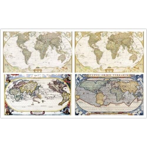Free shipping vintage world map canvas prints oil painting printed on canvas office wall art decoration picture