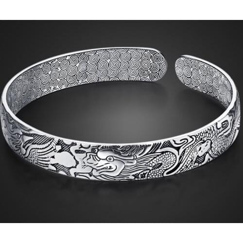 925 Sterling Silver Color women opening Bracelet Jewelry Fashion Silver Bracelets Elaborate Retro bangle 2017 NEW