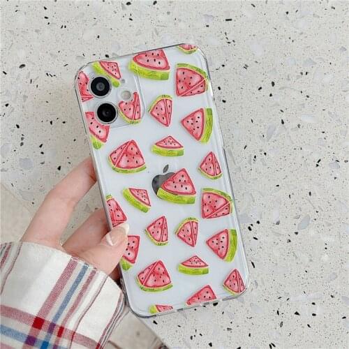 Retro kawaii watermelon summer cool Japanese Phone Case For iPhone 11 12 Pro Max Xs Max XR X 7 8 Plus 7Plus case Cute Soft Cover