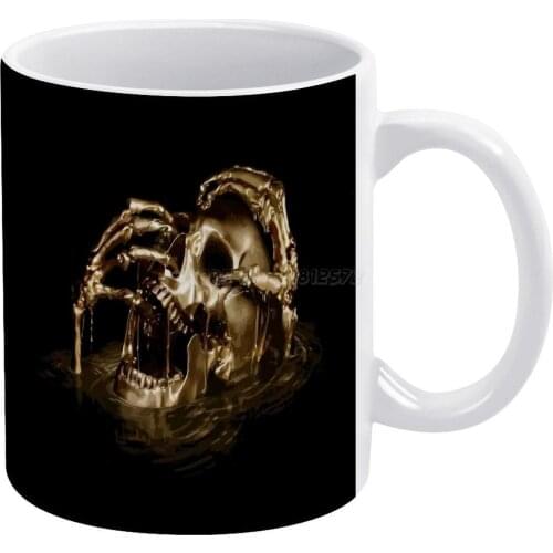 Black Sails Golden Skull White Mug 11 Oz Funny Ceramic Coffee/Tea/Cocoa Mug Unique Gift Starz Pirates Pirate Flag Skeleton Flag