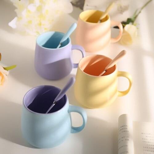 Clash Color Nordic Mugs Coffee Cups Ceramic With Spoon Matte Mugs For Girls Mugs Coffee Cups Tea