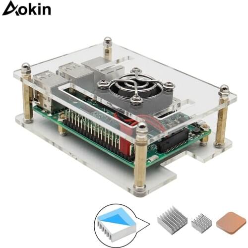 For Raspberry Pi 3 Acrylic Clear Case with Cooling Fan Aluminum Heatsink Kit for Raspberry Pi 3 Model B, 2B, B