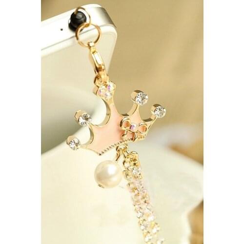 Fashion Drip Double-sided Long-chain Crown Phone Dust Plug Headphone Plug Earphone Jack Plug for Iphone for Samsung for Xiaomi