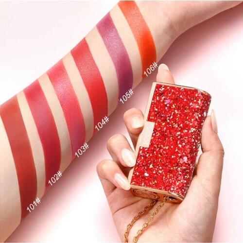 New product 6 color lip stick waterproof long-lasting red lipstick With chain nude lip gloss cosmetics