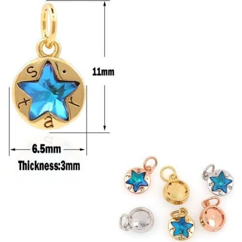 Exquisite Round Star Necklace,Crystal Star Jewelry,Mini Star Pendant,DIY Jewelry Making Accessories 11x6.5x3mm