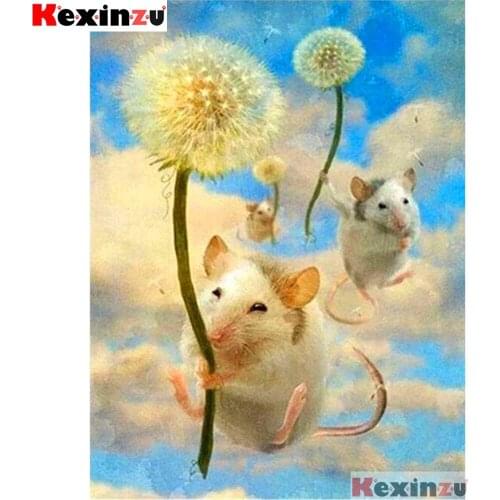 Full Square/Round 5d Diamond Painting-Dandelion mouse-3d Embroidery Cross Stitch Mosaic Full Picture Of Rhinestone Decor Y205455