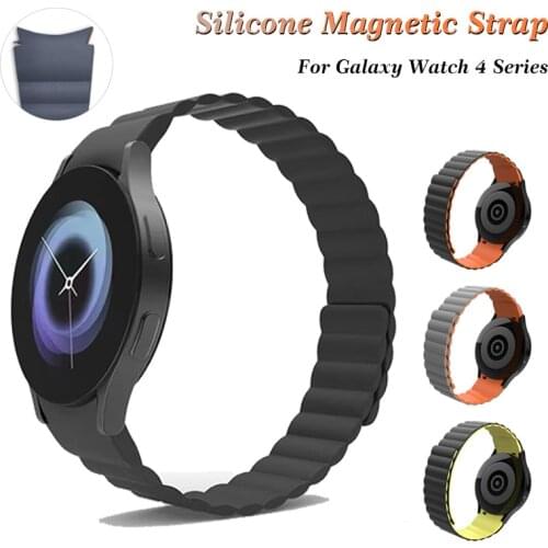 20mm Silicone Magnetic Strap for Samsung Galaxy Watch 4 40mm 44mm Quick Release Watch Band for Galaxy Watch 4 Classic 42mm 46mm