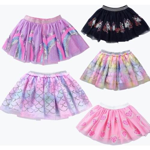 Cute Tutu Skirt Baby Grils Floral Skirts Anna Elsa Clothing Princess Children Tulle Summer Party Dance Skirts Birthday Clothes