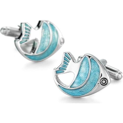 2018 Men Stainless Steel Cufflink Animal blue goldfish Cuff Links Wedding Party Gift Shirt Dress Cuff Links