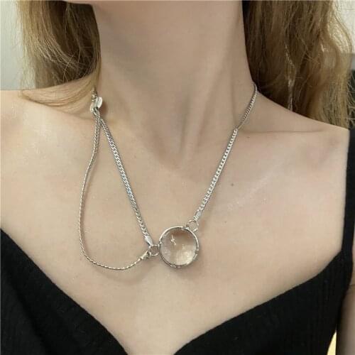 New Brand Snake Chain Chokers Necklaces for Women Punk Jewelry Hiphop Resin Ball Pendant Necklace Goth Bijoux 2021