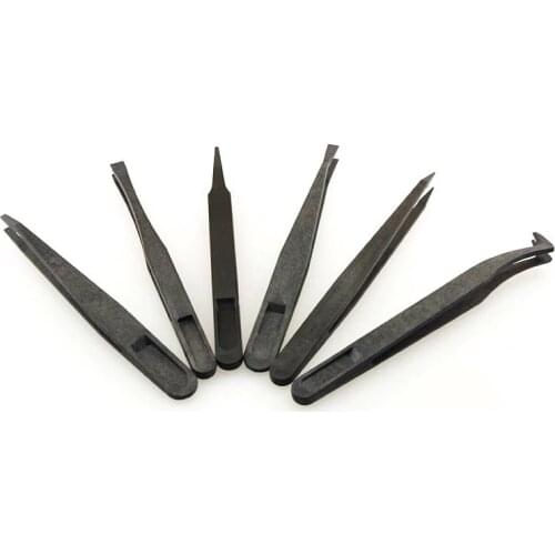 One Piece Carbon Fiber Tweezers Plastic Antistatic Straight Curved Anti-static Conductive Tweezer Clip Hand Tools