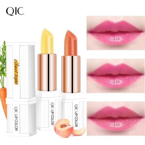 QIC Fruit-flavored Lip Balm Moisturizing Hydrating Repairing Lip Anti-drying Lip Care Makeup Primer Change Color Lipstick TSLM2
