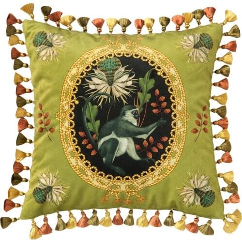 Luxury Velvet Throw Pillow Cover Case Monkey Print Comfortable Decorative Square Throw Pillow Covers Sofa Bedroom Couch 18inch