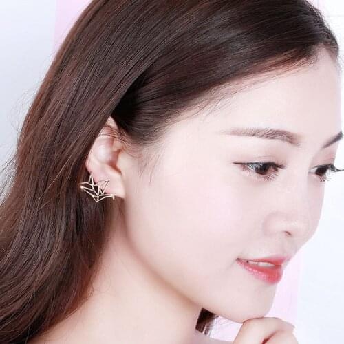 Double Crane Stud Earrings For Women Jewelry Gold Silver Color Female Earrings Pendientes Animal Ear Studs Fashion Jewelry Gifts