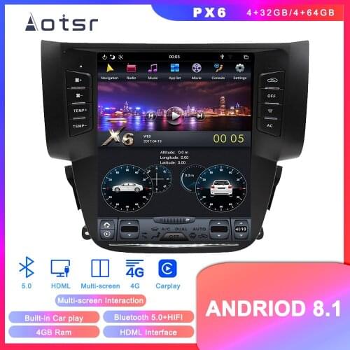Tesla style Android 8.1 GPS Navigation Car DVD Player For Nissan Sylphy 2012-2016 Car Auto radio stereo multimedia player 4+64GB