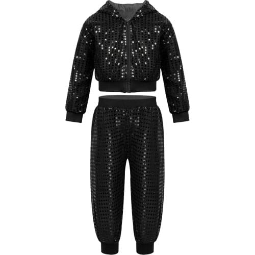 Hoodie Tops Coat Pants 2pcs Sets Spring Kids Shiny Sequins Tracksuit Children Clothing Sets Girl Outfits 2021 Boys Streetwear