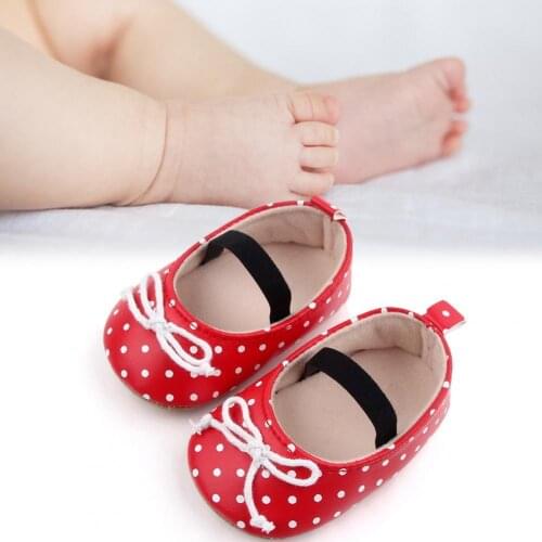 1 Pair Summer Baby Dots Shoes Spots Surface Soft With Elastic Band Spring Polka Dot Bow Baby Princess Shoes Baby Dots Shoes