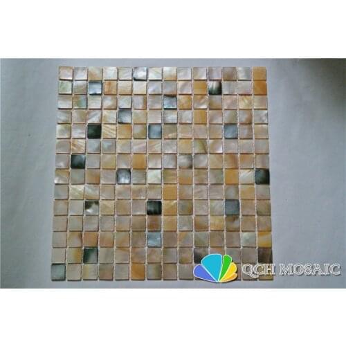 Yellow and black mother of pearl mosaic tile for kitchen backsplash and bathroom natural color 5 square feet/lot square pattern