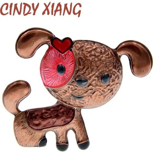 CINDY XIANG Enamel Dog Brooch Cute Puppy Brooches For Women New Design Fashion Animal Jewelry 2 Colors Choose