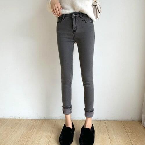 2019 Winter Thick Fleece Jeans For Women Stretch Warm Skinny Denim Velvet Pencil Jeans woman Stretch Female Trousers Plus size