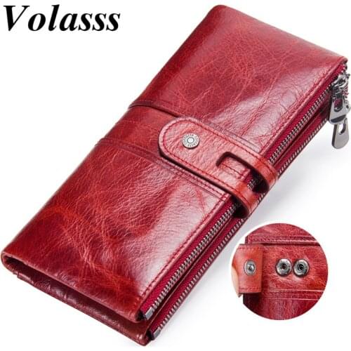 Cowhide Womens Money Clip For Woman Wallet Coin Purses Holders Long Female Genuine Leather Purse Holder Wallets Clamps 2021 New