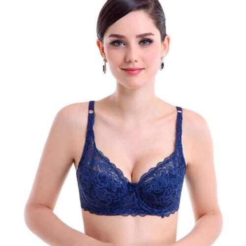 2021 Plus Large Big Size Lace Bras for Womens Bralette Bh Underwear Sexy Lingerie Super Push Up Brassiere Girl Minimizer Deep V