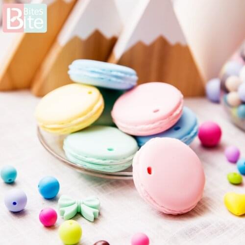 1pc Baby Silicone Teether Macaron Biscuits Food Grade Perle Silicone Bead Teething Rodent DIY Pacifier Pendant ChildrenS Goods