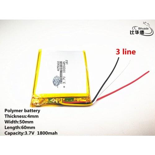 10pcs/lot 3 line Good Qulity 3.7V,1800mAH,405060 Polymer lithium ion / Li-ion battery for TOY,POWER BANK,GPS,mp3,mp4