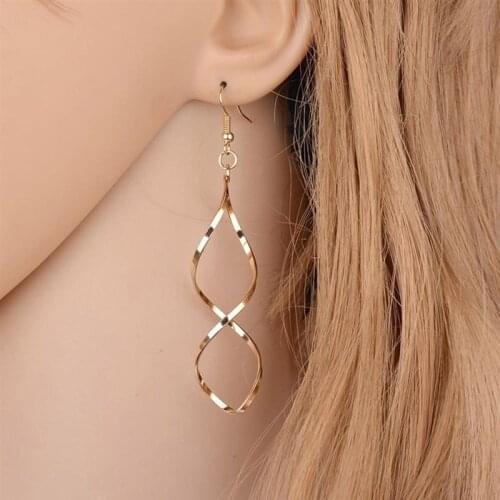 2021 Fashion Simple Spiral Drop Earrings For Women Long Curved Wave Dangle Earrings Statement Wedding Party Jewelry Gfts