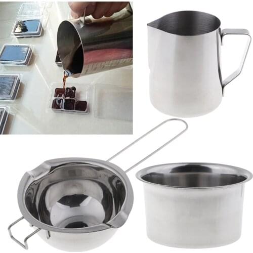 3 Pieces/set Stainless Steel Wax Melting Pot Double Boiler Candle Wax Melting Pot Pitcher DIY for Candle Making Party Candles