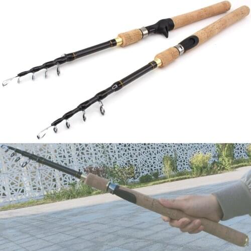 Promotion! 1.8m 2.1m 2.4m 2.7m Spinning Fishing Rod M power Hard Telescopic Carbon Fiber Travel pole wooden handle