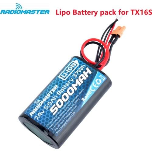 RadioMaster 2S 7.4V 5000mah 37wh Lipo Battery pack for TX16S TRemote Control Transmitter JST-XH and XT30 Plug Large Endurance