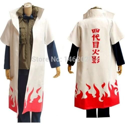 Naruto Cosplay Costume naruto 4th Hokage Cloak Robe White Cape Dust Coat Fourth Hokage Namikaze Minato Uniform Cloak