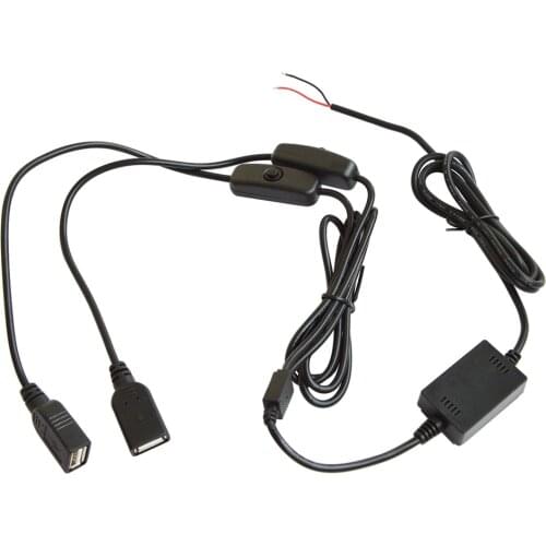 Car Extension Cable Charger Dual USB Female Plug Adapter with Output DC 5V 3A for GPS Tablet Smart Phone DVR VCR Recorder Camera