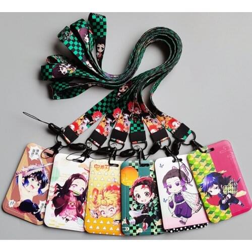Demon Slayer Anime Card Cases card Lanyard Key Lanyard Cosplay Badge ID Cards Holders Neck Straps Keychains Kamado Nezuko