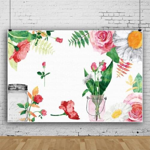 Ink Painting Flowers Children Cartoon Backdrops Photography Kids Birthday Party Photos Background for Shooting Decor