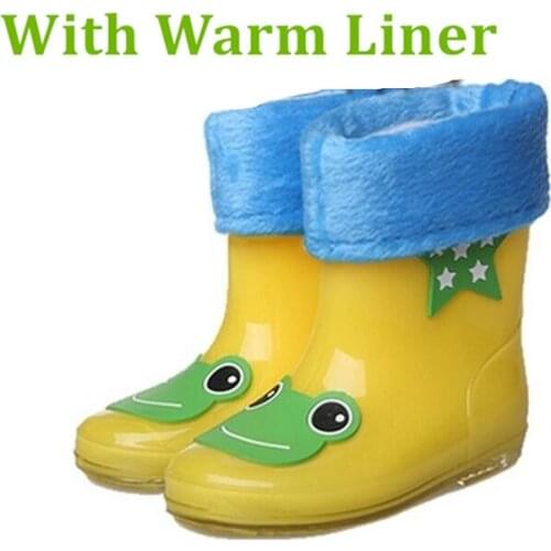 Koovan children rain boots 2018 Warm Rainboots For Boys Girls Cartoon Children Fashion Rubber Babys Shoes Toddler For Kids Boot
