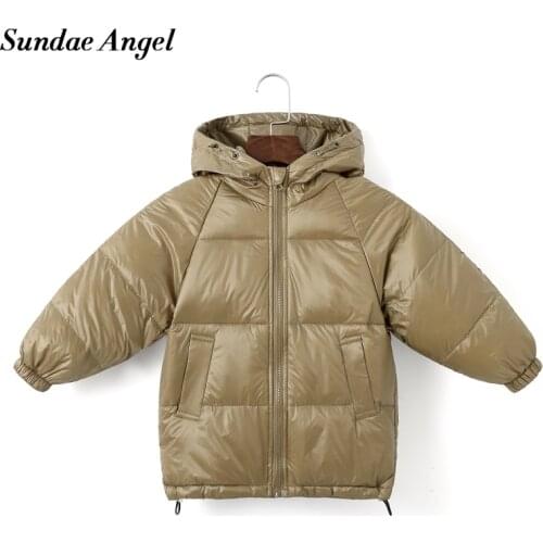 Sundae Angel Children Coat Winter Girls Down Cotton Padded Kids Hooded Solid Down Jacket For Boy Warm Child Outerwear Clothes