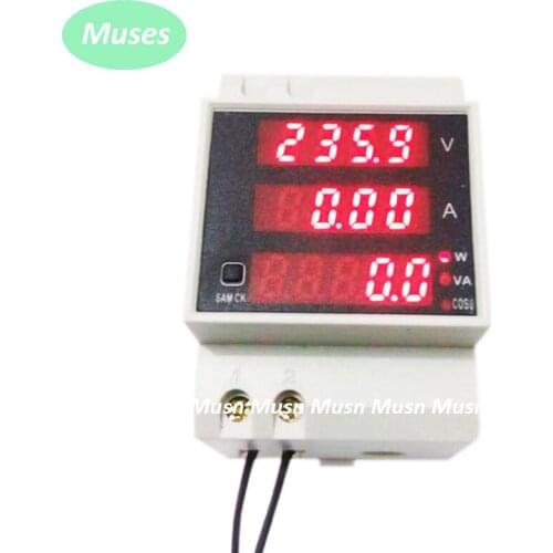 Din rail LED range AC 200.0-450.0V 0-100.0A display voltmeter ammeter with active and reactive power and power factor Din-rail