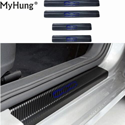 For Fiat 500 Scuff Plate Car Accessories Car-Styling Door Sill Scuff Welcome Pedal Threshold Carbon Fiber Protect Stickers